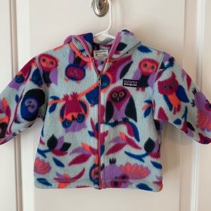Owl Print Patagonia Fleece Jacket, Sz 12mo